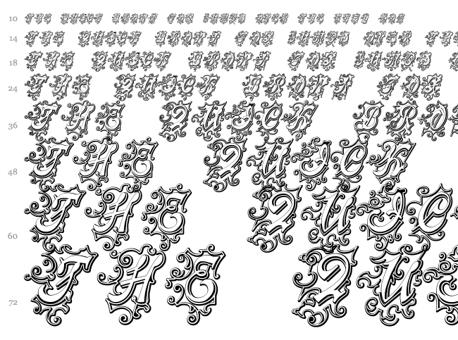 Centennial Script Fancy Three font waterfall
